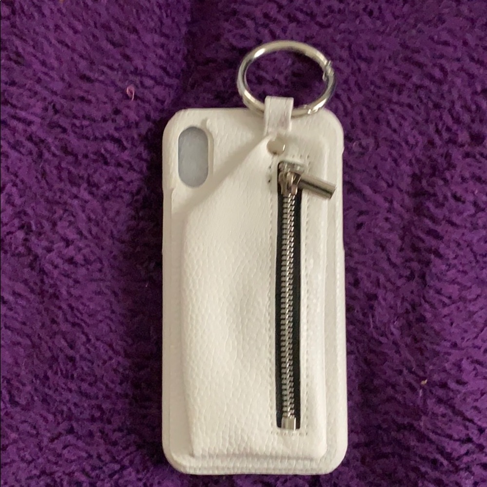 Cute white iPhone X or XS phone case with pouch